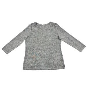 Peter Nygard Womens Grey Space Dye Scoop Neck Long Sleeve Top Size Medium Casual